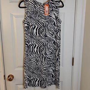 NWT Jude Connally Maya Sleeveless Navy White Zebra Print Dress Size XS